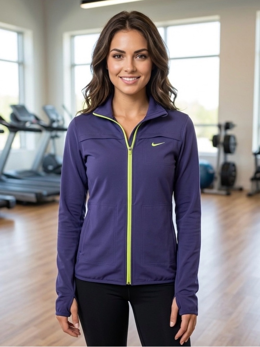Nike Purple Dri-FIT Jacket with Neon Yellow Accents